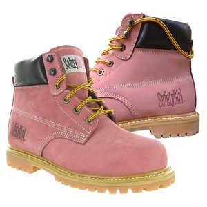 SafetyGirl Steel Toe Waterproof Womens Work Boots - Light Pink 